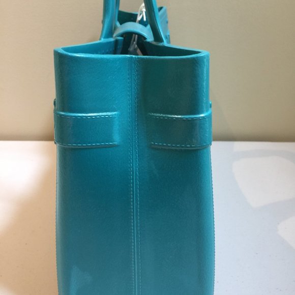 Great Bag Co. Designer Robert Verdi Rubber Tote Hand Bag Purse Aquamarin… - Picture 4 of 11